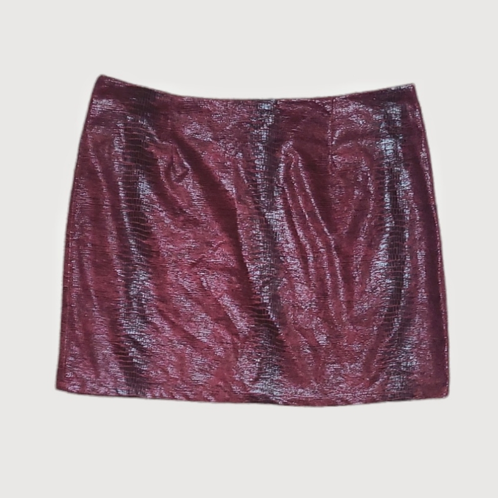 Red Python Pattern Mini Skirt - image 1